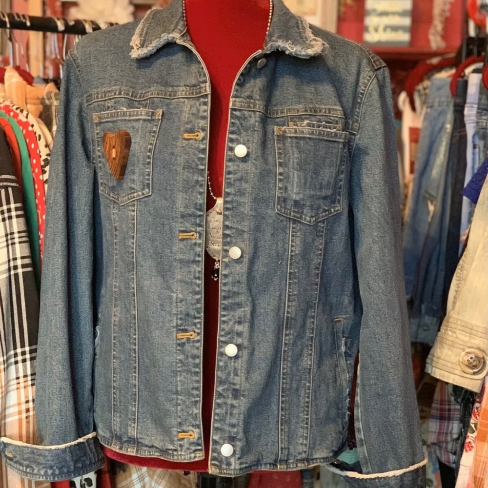 Upcycled Vintage Christmas Denim Gypsy Boho Ooak - Picture 2 of 7